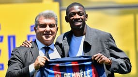 Joan Laporta et Ousmane Dembélé 