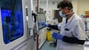 Un médecin en train d'analyser les échantillons de résultats de tests de dépistage du coronavirus à Montpellier, ce vendredi 27 mars 2020.