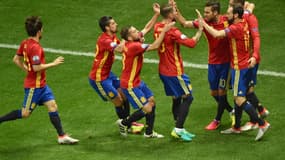 Les joueurs de l'Espagne autour d'Alvaro Morata