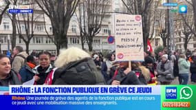 Grève de la fonction publique: du monde pour manifester dans les rues de Lyon