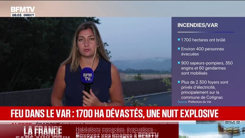 Incendie dans le Var: le feu progresse à "une vitesse très importante", près de 900 pompiers sont mobilisés