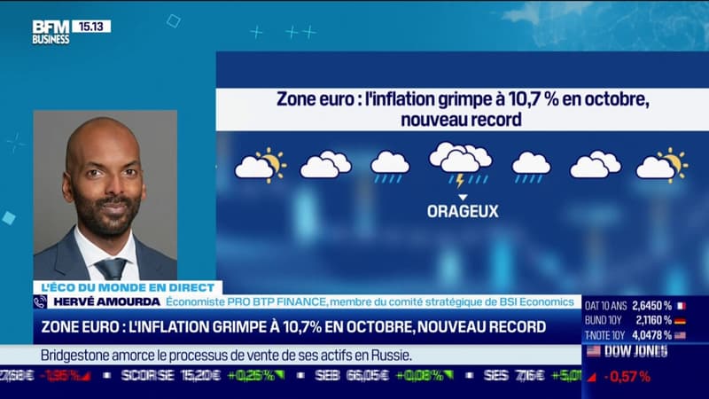 Zone Euro: l'inflation grimpe à 10,7% en octobre, nouveau record
