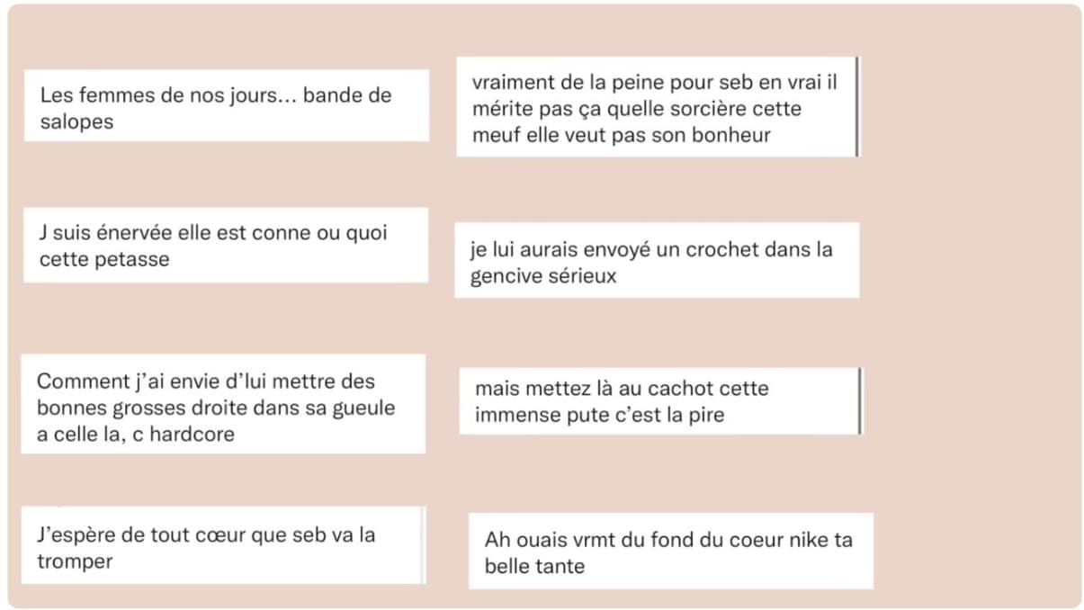 Des messages visant Lena Situations partagés par l'influenceuse dans une vidéo YouTube le 31 juillet 2022