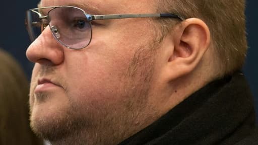 Le fondateur du site de téléchargement Megaupload Kim Dotcom à son audience d'extradition, le 29 août 2016 à Auckland