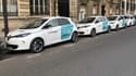 Le service de Moov'in Paris avec des Renault Zoé pouvant être louée avec une tarification à la minute.