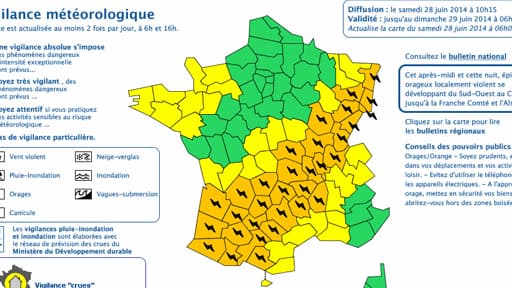 32 départements sont en alerte orange aux orages.