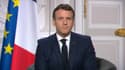Le président Emmanuel Macron lors de ses voeux aux Français depuis l'Élysée.