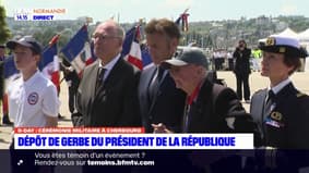 80 ans du Débarquement à Cherbourg: Emmanuel Macron aux côtés de Paul Leterrier