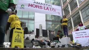 Pour le Black Friday, ils déposent des déchets électroniques devant Amazon France