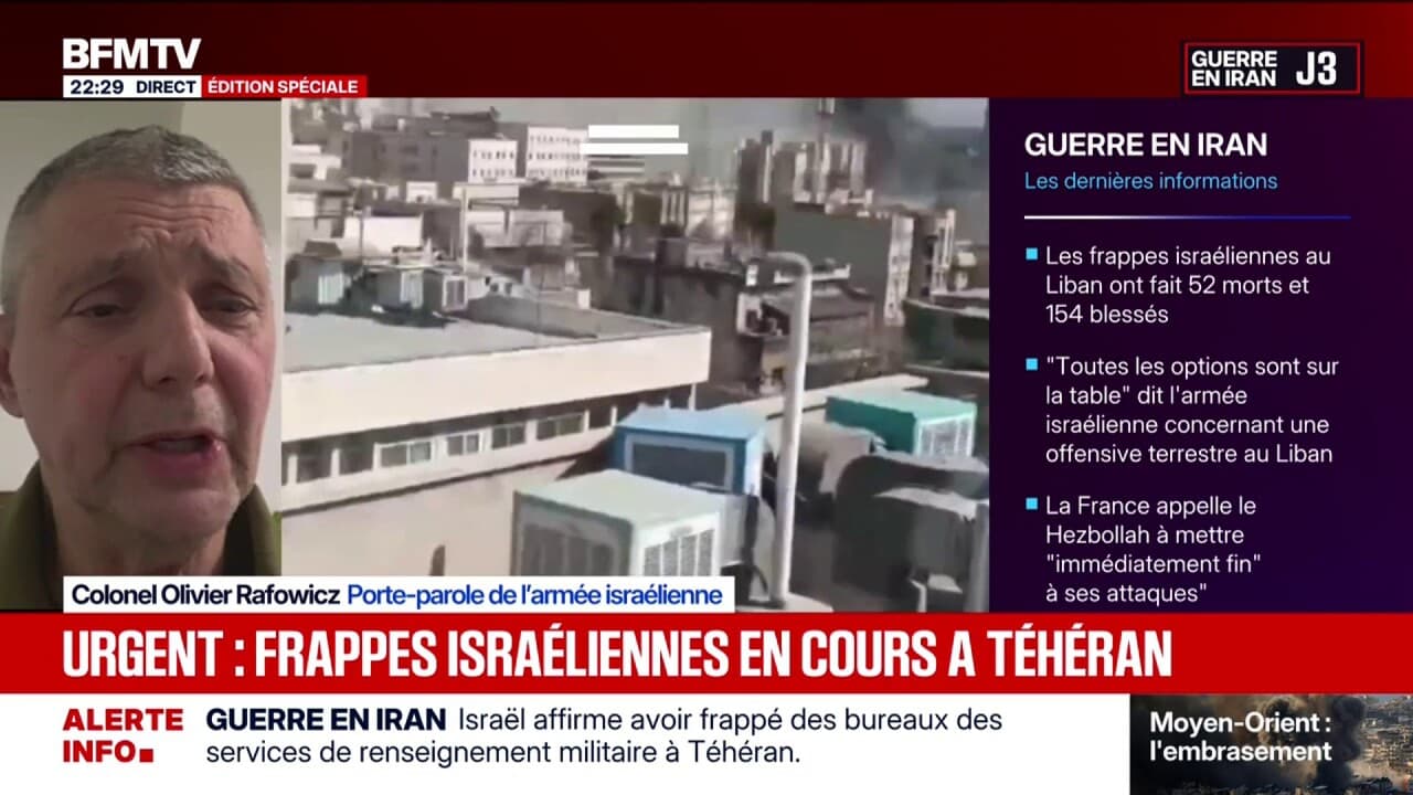 Guerre en Iran: "Nous avons détruit totalement le quartier général des Basij, le quartier général des milices pro-régime" iranien, assure Olivier Rafowicz, porte-parole de l'armée israélienne Kép