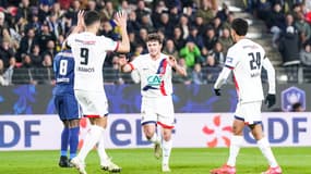 Joao Neves célèbre son but face au Stade Briochin, le 26 février 2025