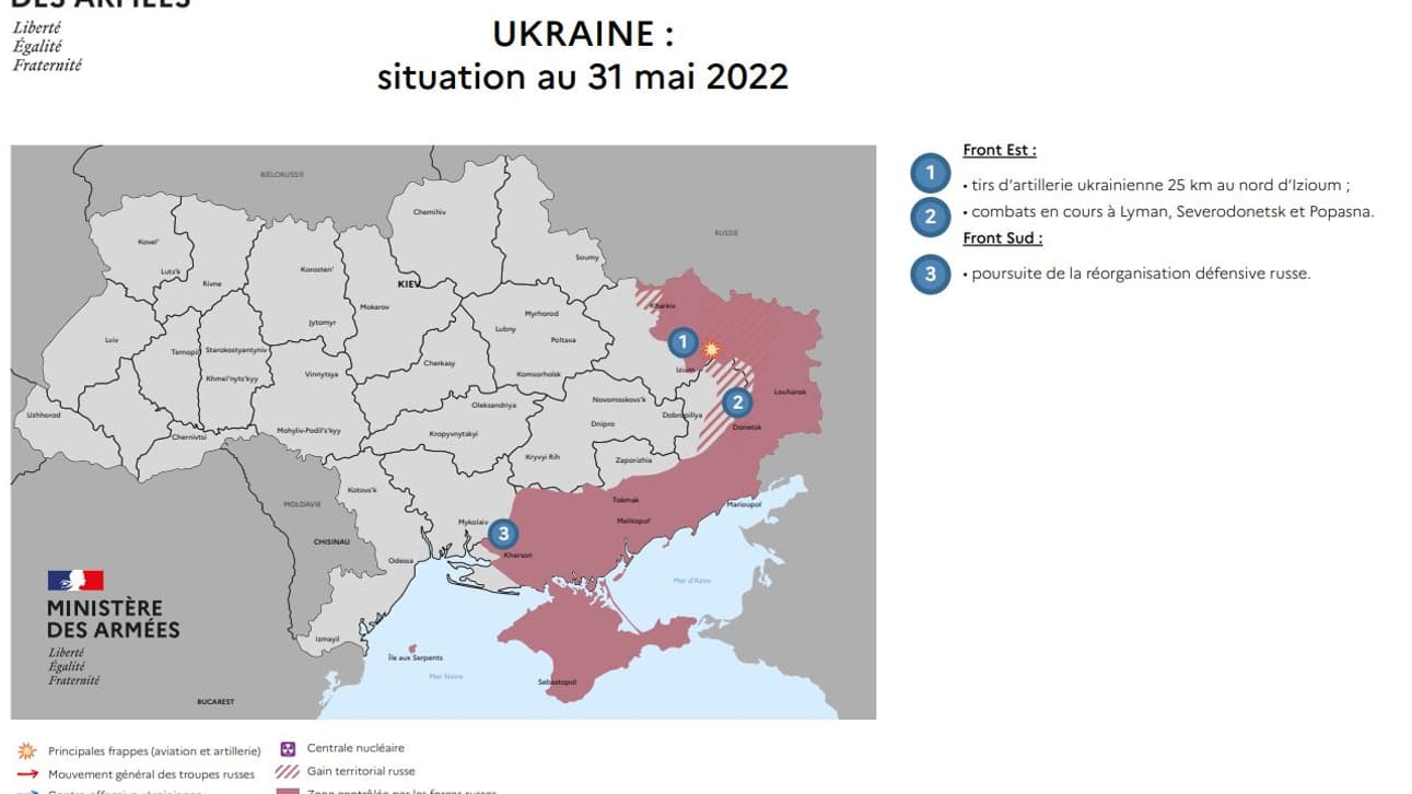 Carte de la situation en Ukraine au 31 mai 2022 Carte de la situation en Ukraine au 31 mai 2022