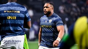 Hassane Kolingar avant le match Racing 92-Lyon (25-25, Top 14), le 29 décembre 2024