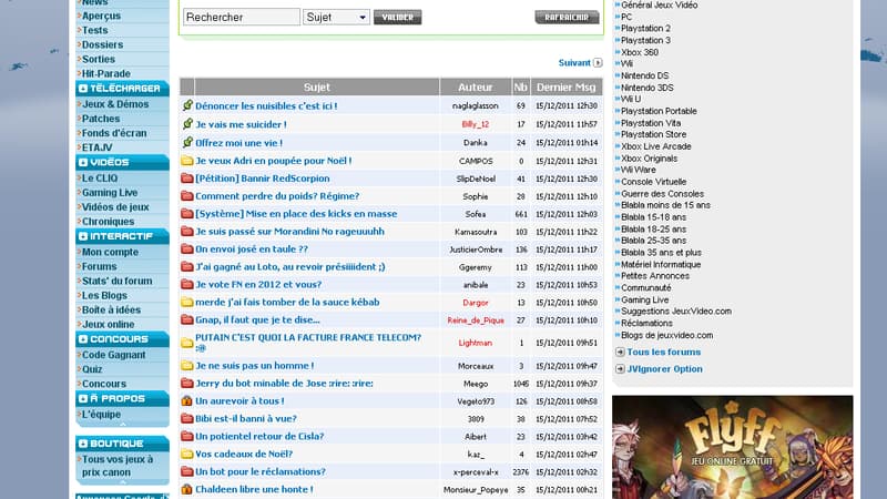 Une ancienne version du forum jeuxvideo.com