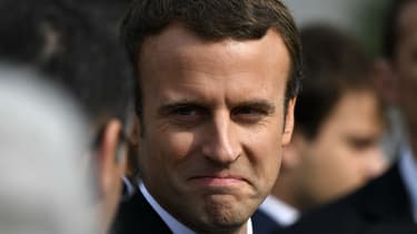 Le président Emmanuel Macron lors d'une cérémonie en hommage au prêtre Jacques Hamel, le 26 juillet 2017 à Saint-Etienne-du-Rouvray.