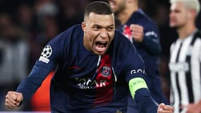 Kylian Mbappé célèbre son but contre Newcastle, le 28 novembre 2023