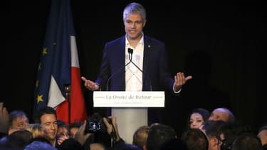 Laurent Wauquiez s'exprime après son élection à la présidence des Républicains, le 10 décembre 2017