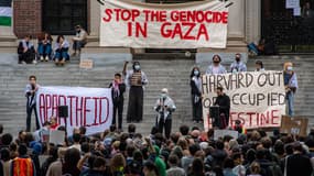 Une manifestation pro-palestinienne à Harvard, le 14 octobre 2023.
