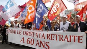 Manifestation contre la réforme des retraites, à Lyon, fin septembre. Les syndicats français se réunissent ce lundi soir pour adapter leur stratégie face à la fermeté du gouvernement sur le réforme des retraites, qui fera l'objet d'une âpre bataille à par