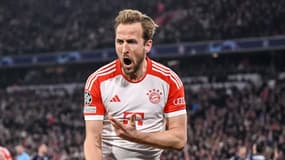 Harry Kane célèbre un but avec le Bayern face à la Lazio en Ligue des champions, le 5 mars 2024