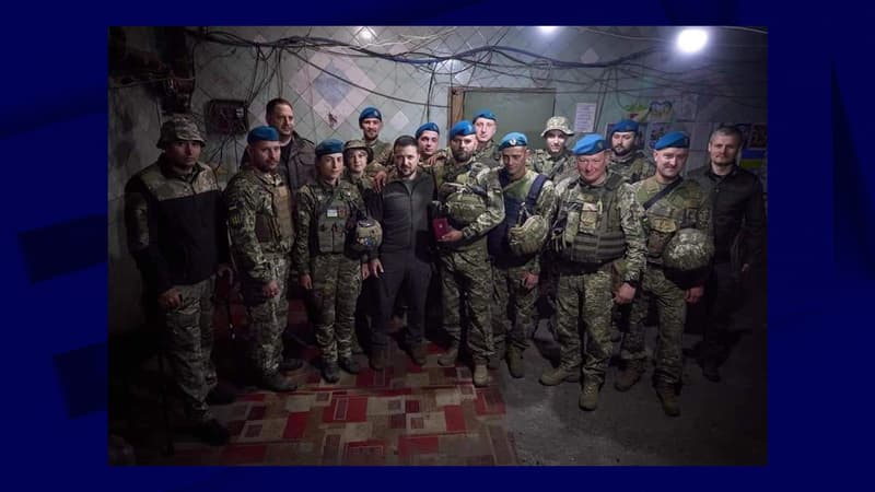 Volodymyr Zelensky sur la ligne de front dans la région de Donetsk, dans l'est de l'Ukraine, ce mardi 23 mai 2023.