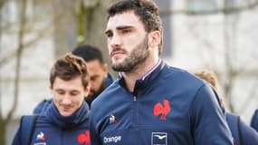 Charles Ollivon lors d'un entraînement du XV de France, à Marcoussis le 5 février 2020