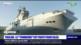 Toulon: le navire le "Tonnerre" est parti pour Gaza afin d'apporter une aide humanitaire aux civils