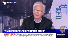 Alain Fischer: "Le prochain vaccin c'est Janssen, on espère qu'il pourra être disponible début avril" Le Pr Fischer répond à toutes vos questions sur BFMTV