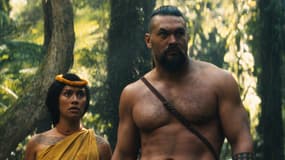 Luciane Buchanan et Jason Momoa dans la série "Chief of War",