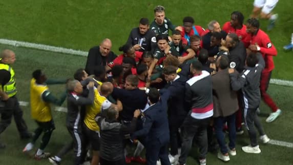 Grosses tensions entre les joueurs de Nice et de Monaco juste avant la mi-temps du derby, 27 octobre 2024