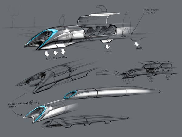 Les croquis initiaux de l'Hyperloop Alpha. 