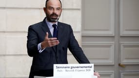 Le Premier ministre Edouard Philippe lors d'un discours à l'Elysée, le 15 janvier 2020