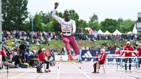 Teddy Tamgho aux Championnats de France d'athlétisme le 29 juin 2024.