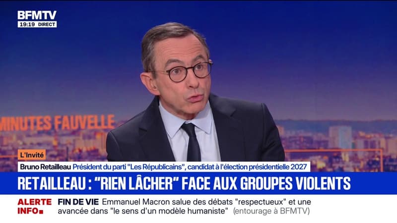 Groupuscules violents: "Il faut être absolument intransigeant", assure Bruno Retailleau