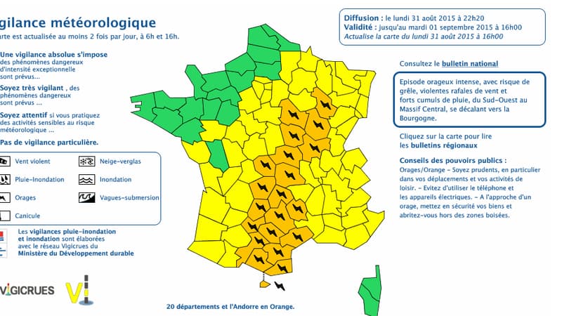 25 départements du Sud-Ouest sont placés en vigilance orange orages.