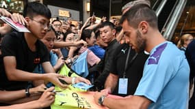 Bernard Silva lors d'une tournée en Chine de Manchester City, le 18 juillet 2019