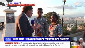 "Je suis très content que le pape ait partagé ce message": Véronique et son fils Michel, tous deux réfugiés maliens, ont assisté au discours du pape François sur les migrants en Méditerranée 