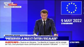 Emmanuel Macron: "Nous lutterons contre l'impunité des crimes inqualifiables commis par la Russie en Ukraine"