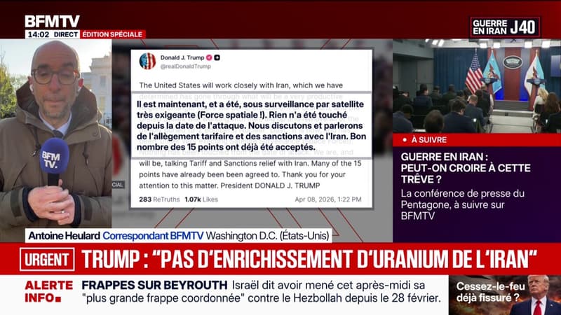 Donald Trump affirme qu'il "n'y aura pas d'enrichissement d'uranium" en Iran