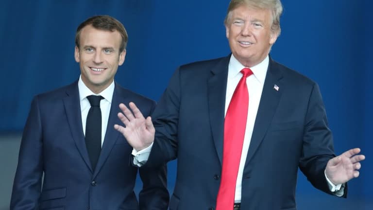 Emmanuel Macron et Donald Trump avant leur entretien le 11 juillet au sommet de l'Otan