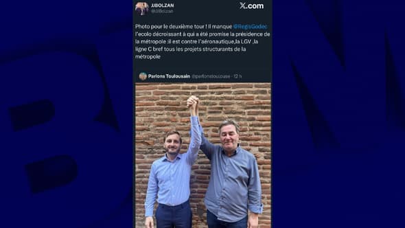 Une photo générée par IA représente François Briançon, tête de liste de l’union de la gauche, et François Piquemal, candidat portant les couleurs de LFI, se tenant la main