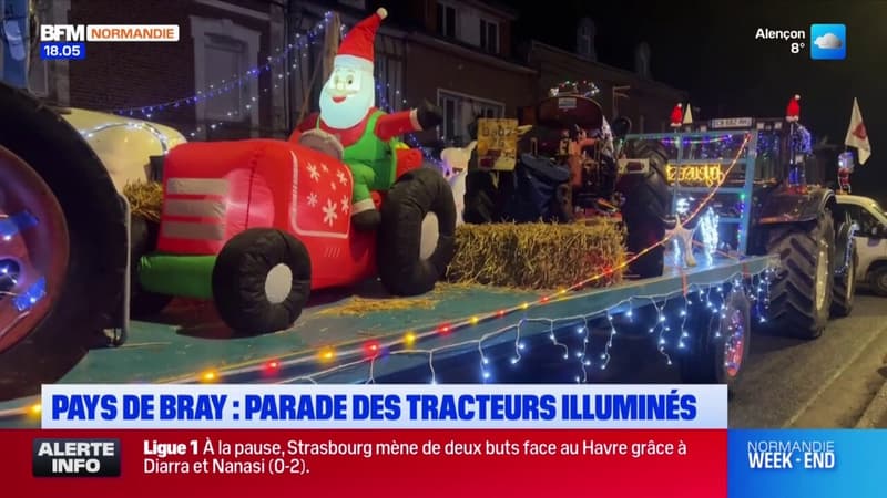 Pays de Bray: une parade de tracteurs illuminés dans les rues de Londinières