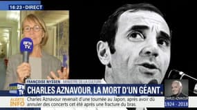 Mort de Charles Aznavour : "Sa voix va nous manquer (...) Le monde perd un grand homme", estime Françoise Nyssen