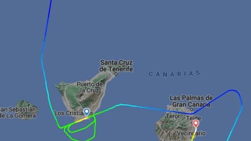 Itinéraire du vol AF1162 entre Paris et Tenerife