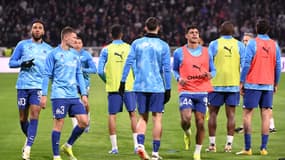 Les joueurs de l'OM à Lyon le 4 février 2024 en Ligue 1