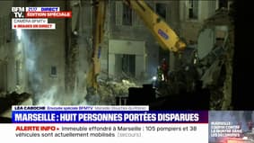 Collapsed building in Marseille: firefighters progress through the rubble, to find possible victims
