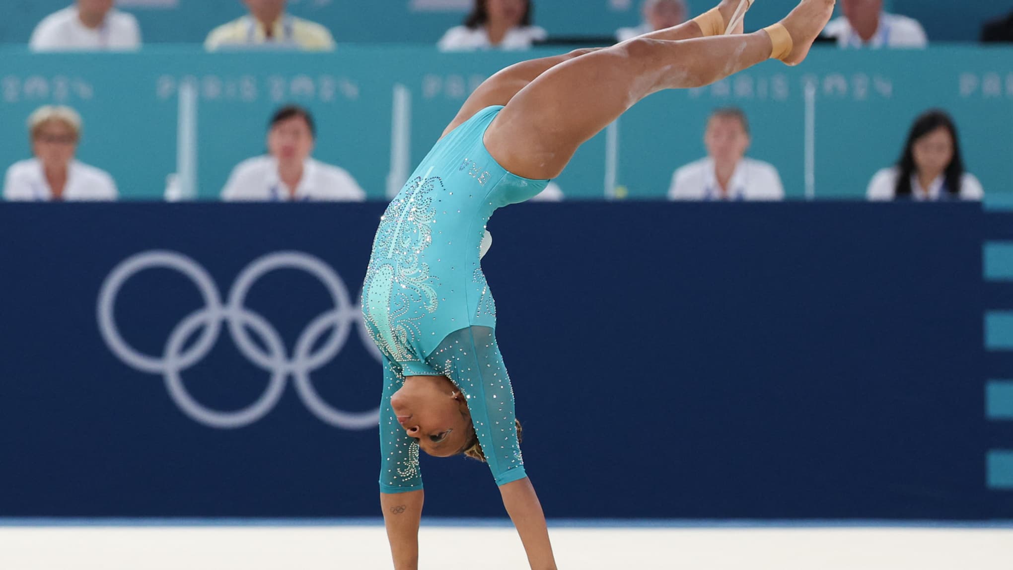 Rebeca Andrade lors des Jeux olympiques de Paris, le 5 août 2024