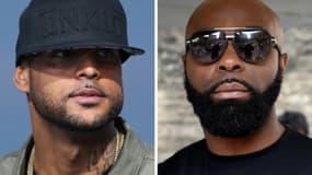 Les rappeurs Booba (G), le 19 mai 2014 à Cannes, et Kaaris (D), le25 mars à Paris