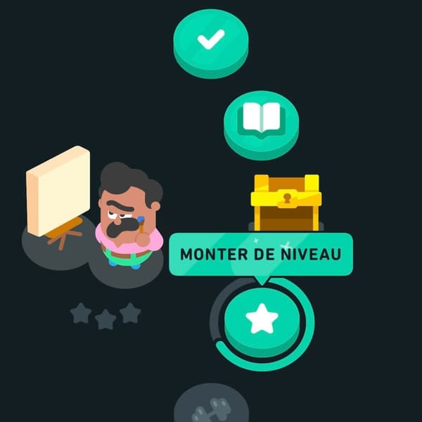 Duolingo propose une interface très colorée à la manière d'un jeu vidéo