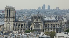 Notre-Dame vue du Panthéon au lendemain de l'incendie qui l'a ravagée, le 16 avril 2019